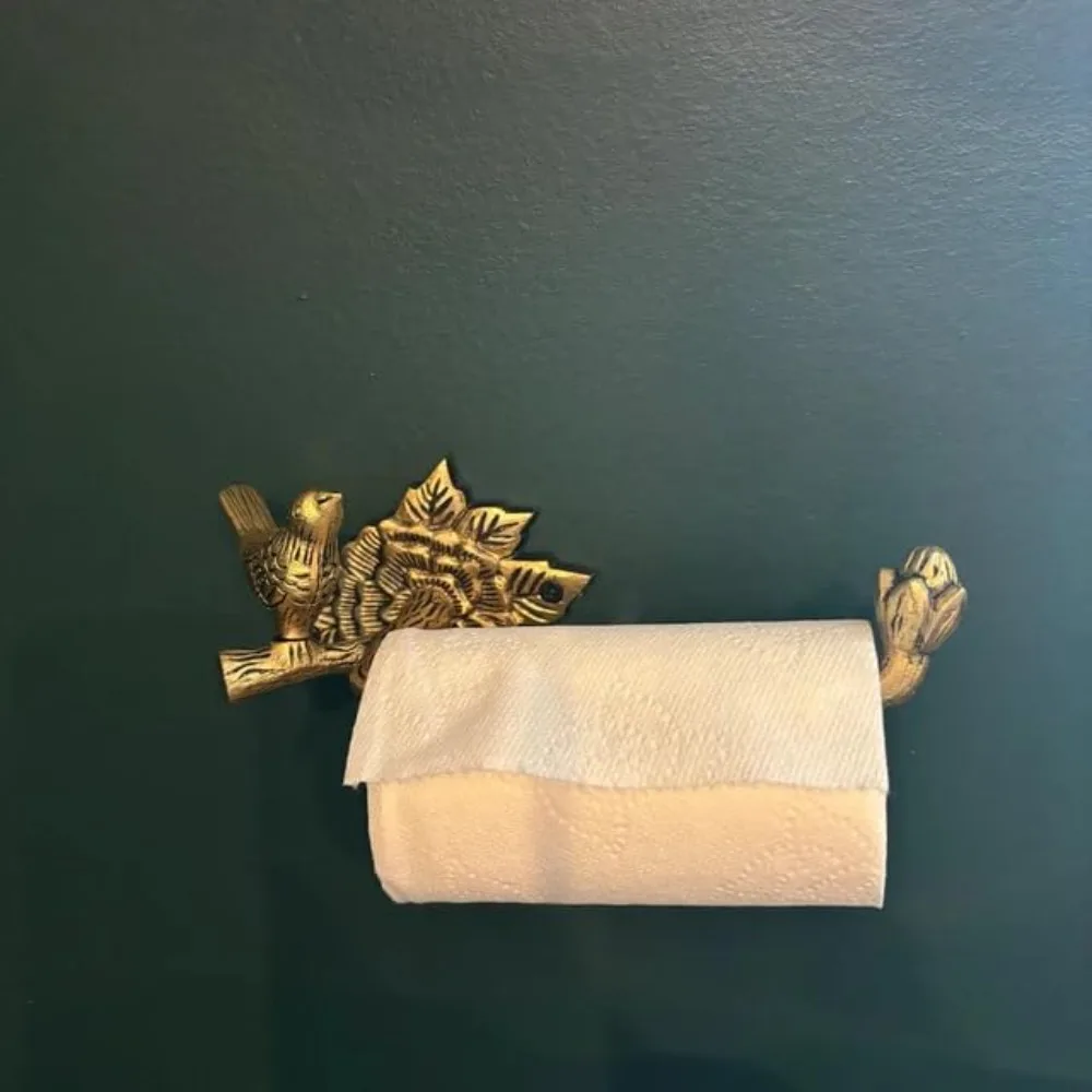 

Solid Brass Antique Style Toilet Paper Holder - Wall Mounted Vintage Bathroom Accessory