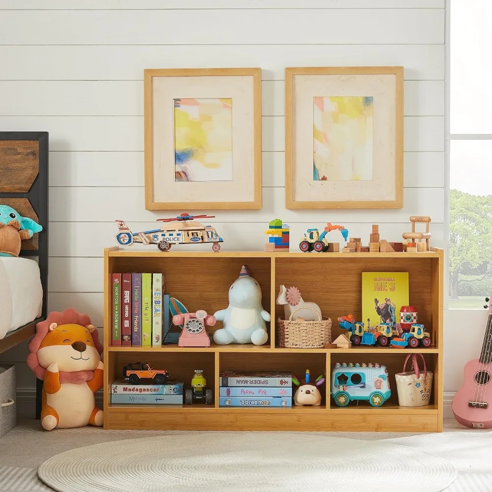 Estante de armazenamento de madeira para brinquedos, Organizadores de brinquedos e armazenamento, 5-Seção, Escola Classroom Cabinet para Chil