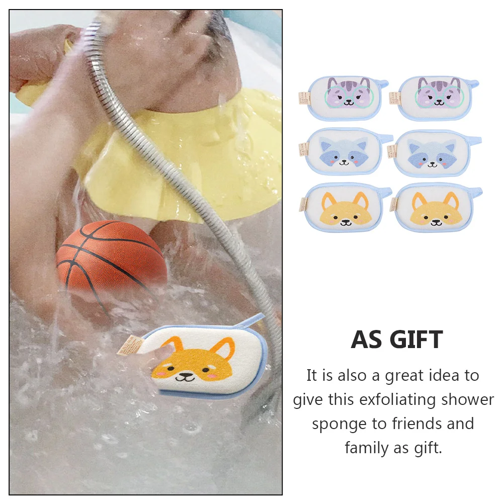 

6 шт., детская губка для ванны, мягкий хлопковый отшелушивающий скруббер для душа для малышей, смешанный узор, аккуратно очищает, прочный подарок