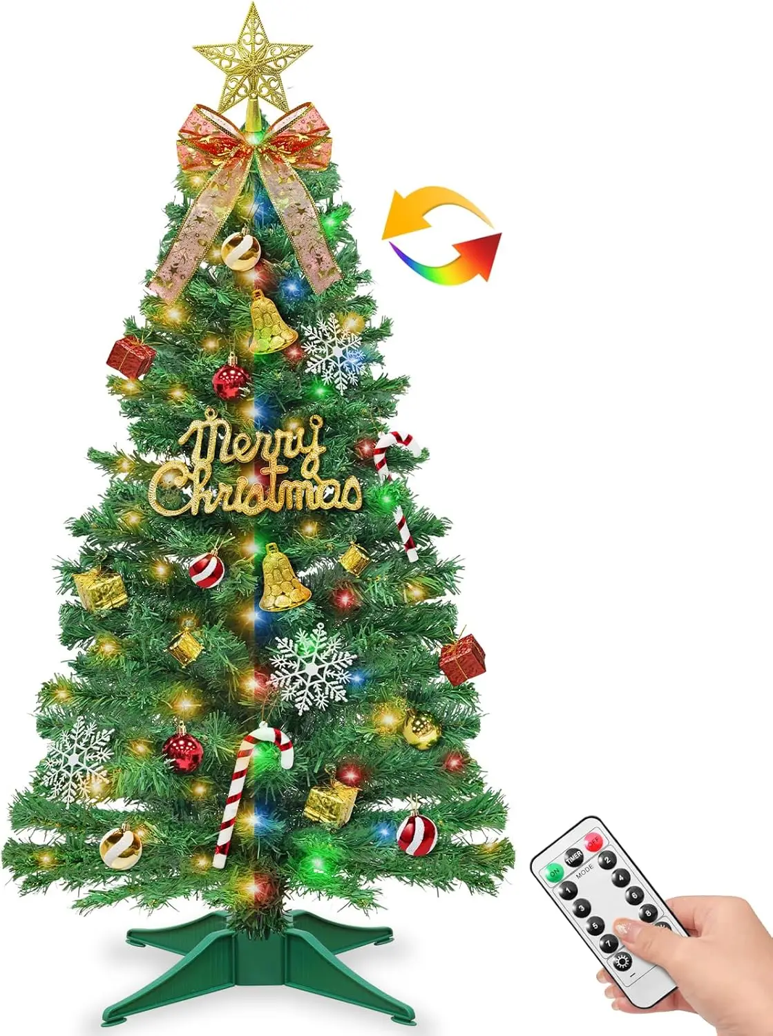 

3 FT Mini Christmas Tree with 50 Lights, Timer 8 Modes, DIY Ornaments for Home Office Indoor Holiday Decor