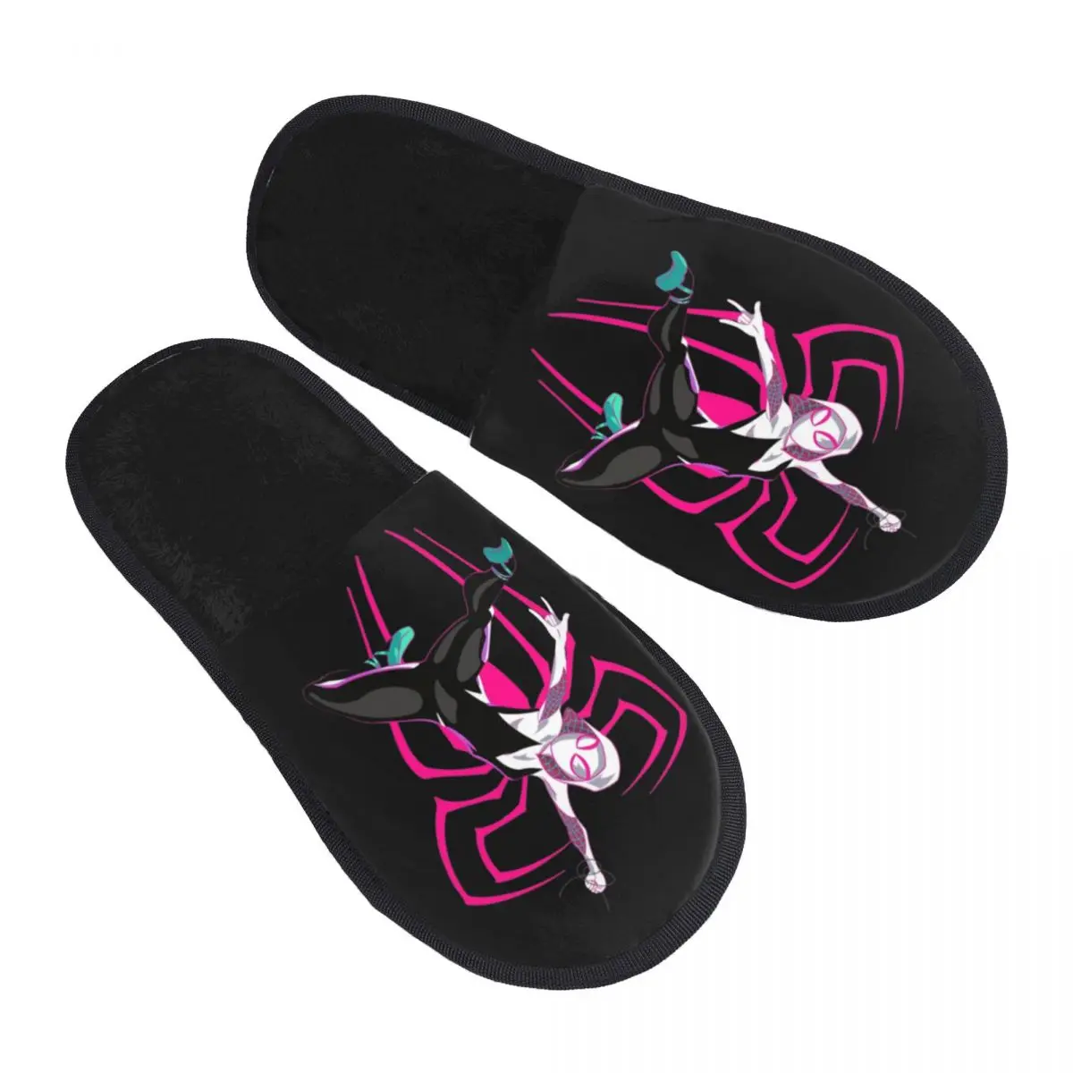 Spider Gwen Spider-Gwen Furry Slippers Anti Slip Soft Memory Foam Slides Living Room