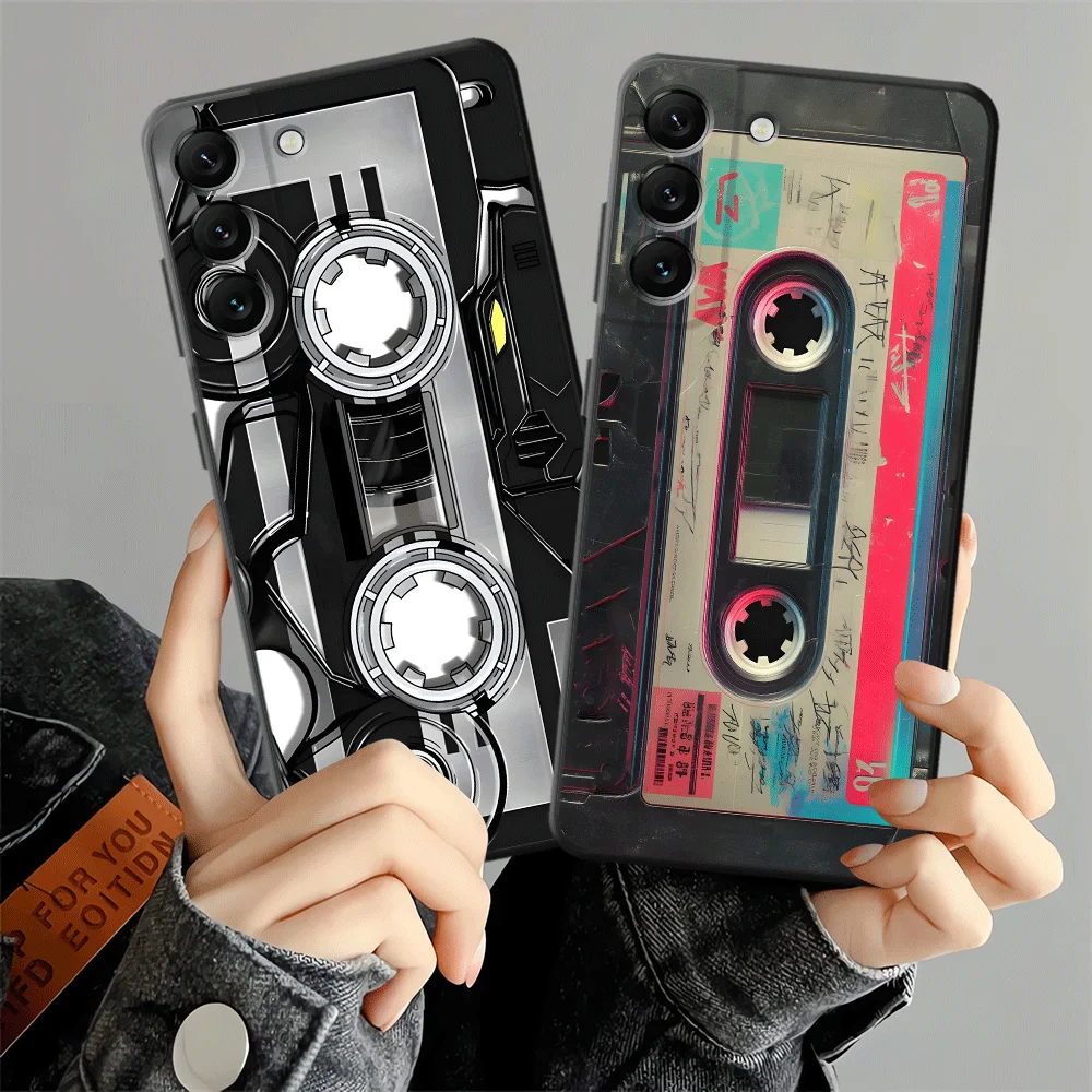 Black Soft Phone Cover Case for Samsung Galaxy A23 A53 A41 A51 A73 A24 A55 A25 A71 A36 A35 A32 A22 A52 A26 A72 Video Tape