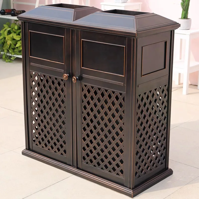 Outdoor cast aluminum trash can Double bucket Villa courtyard Peel box Park view Real estate street trash can Waterproof