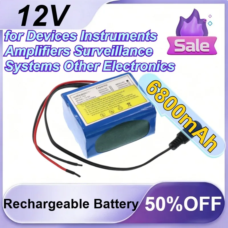 

12V 6800mAh for Devices Instruments Amplifiers Surveillance Systems Other Electronics + 12.6V Charger Rechargeable Battery