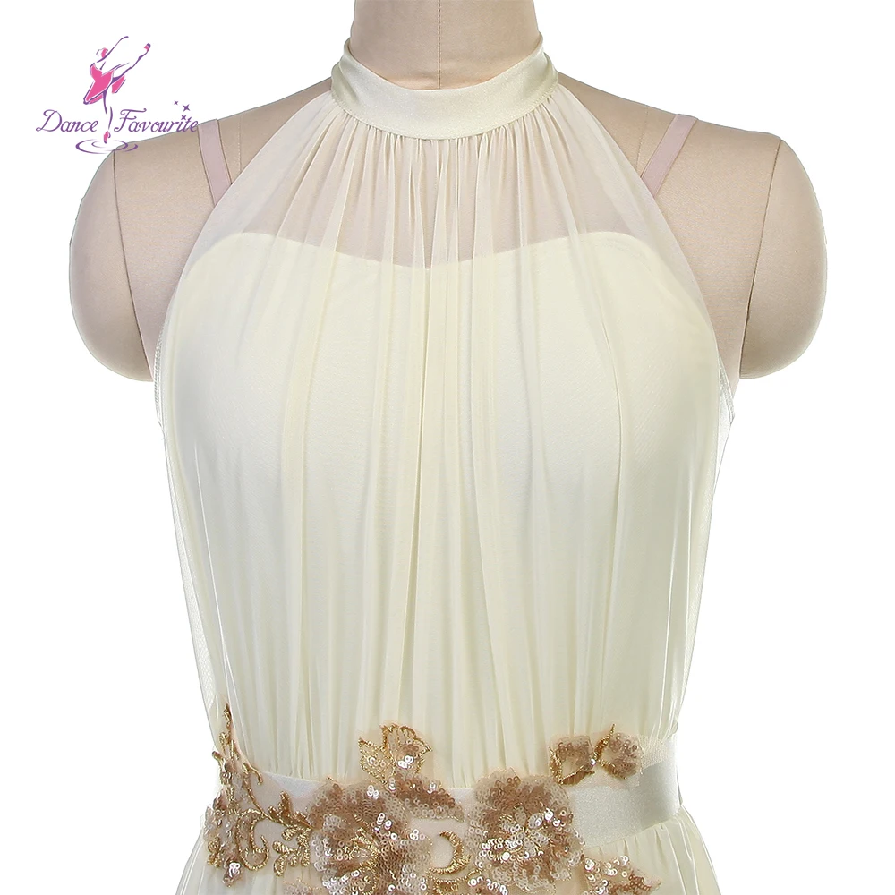 2026 جديد العاج دنة مع شبكة فستان طويل فستان الباليه الغنائي أزياء رقص DF25136B #5