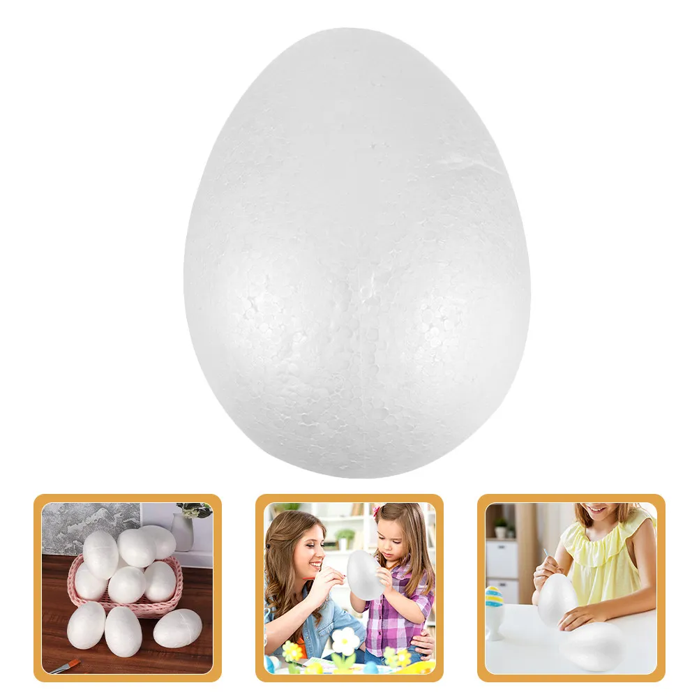 

10Pcs Unpainted Foam Easter Eggs for DIY Crafts Painting Decorations Party Favors Photo Props Handmade Ornament Supplies