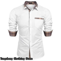 Men's shirts spring and summer long-sleeved 3D printing casual work business 2024 new shirts slim large size 6XL design sense