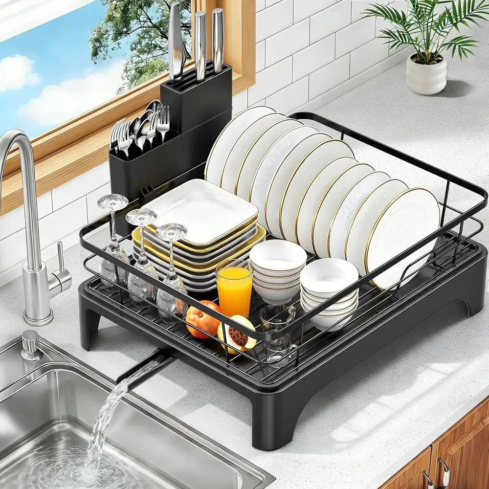 

Dish Drying Rack or Kitchen Counter, Dish Rack, Dish Drainer or Kitchen with Built-in Drain, StainlSteel Sink Organization and S