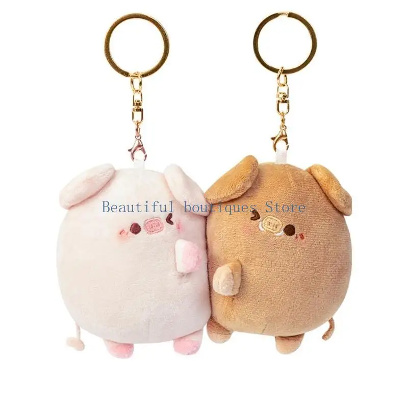 U4LF 1 Pair Pig Couple Keychain Plush-Sweet Pendant Keyring Promise Gift Valentines Day Alloy Keyring Lovely Gift