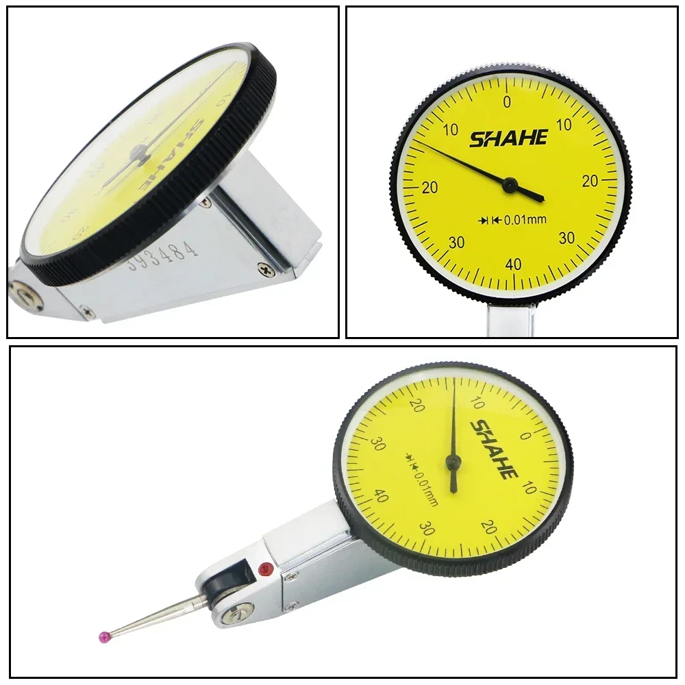 SHAHE 0-0.2mm Lever Dial Indicator Gauge With Measuring Ruby Probes Dial Test Indicators Gauge Measuring Tools