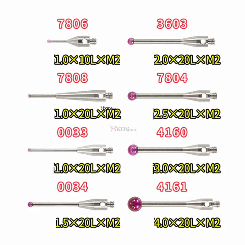 مسبار رأس كرة رودي ثلاثي الأبعاد ، M2 ، M3 ، M3xL10x1mm ، M3xL10x6mm ، إسقاط قياسي ، 1:-6: مقياس نقطة