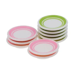 5Pcs/Set Dollhouse Colorful Dinner Plates Doll Durable Mini Food Dishes Tableware Miniature Doll House Accessories Kitchen Toys