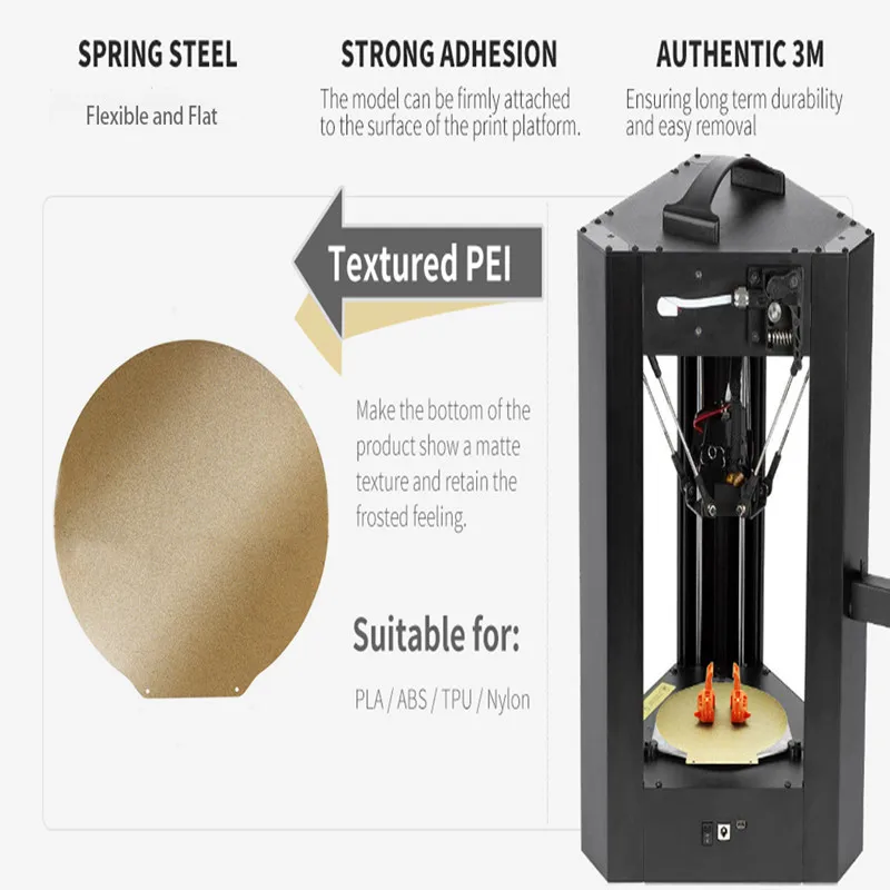 

Anycubic Kossel Delta Mini PEI Plate Dia 200mm Spring Steel Sheet Double Sided Textured PEI Flexibe Print Bed 3D Printer Parts