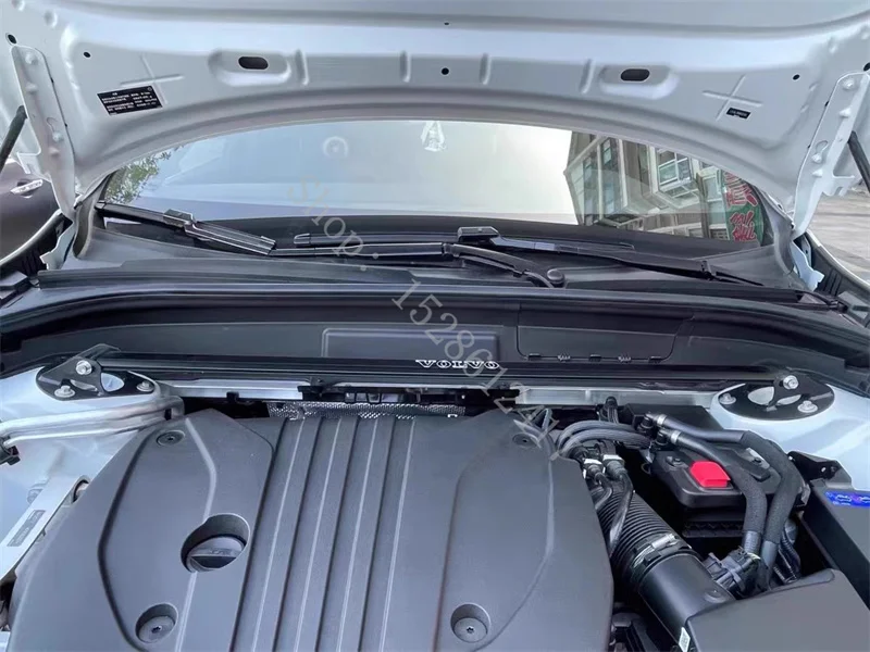 for Volvo XC60/XC90/S60/S90/V90/V60 Engine hood anti roll stability and fixed top bar aluminum alloy balance bar front link view 6