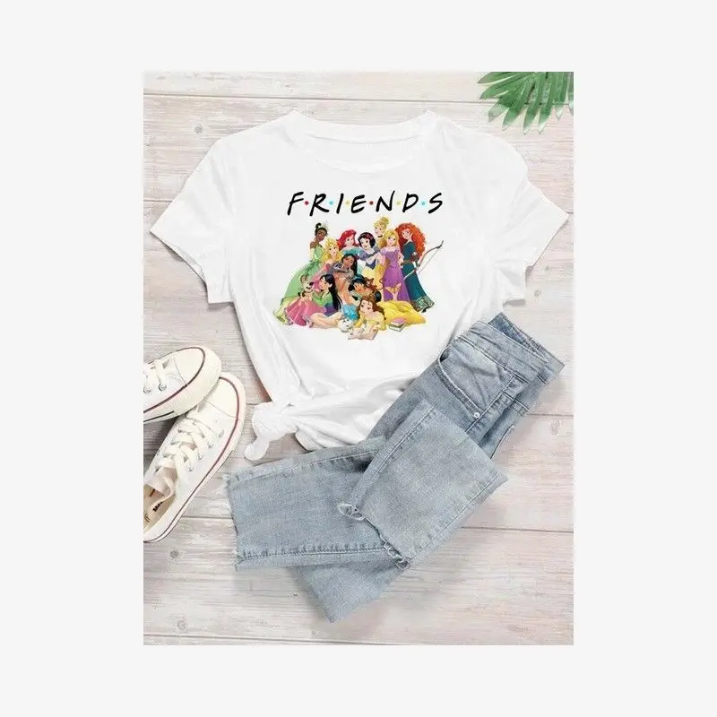 لطيف القط سنو وايت الأزياء الأوروبية والأمريكية فضفاضة مريحة عارضة القطن الرجال والنساء عشاق تي شيرت قصيرة الأكمام #4