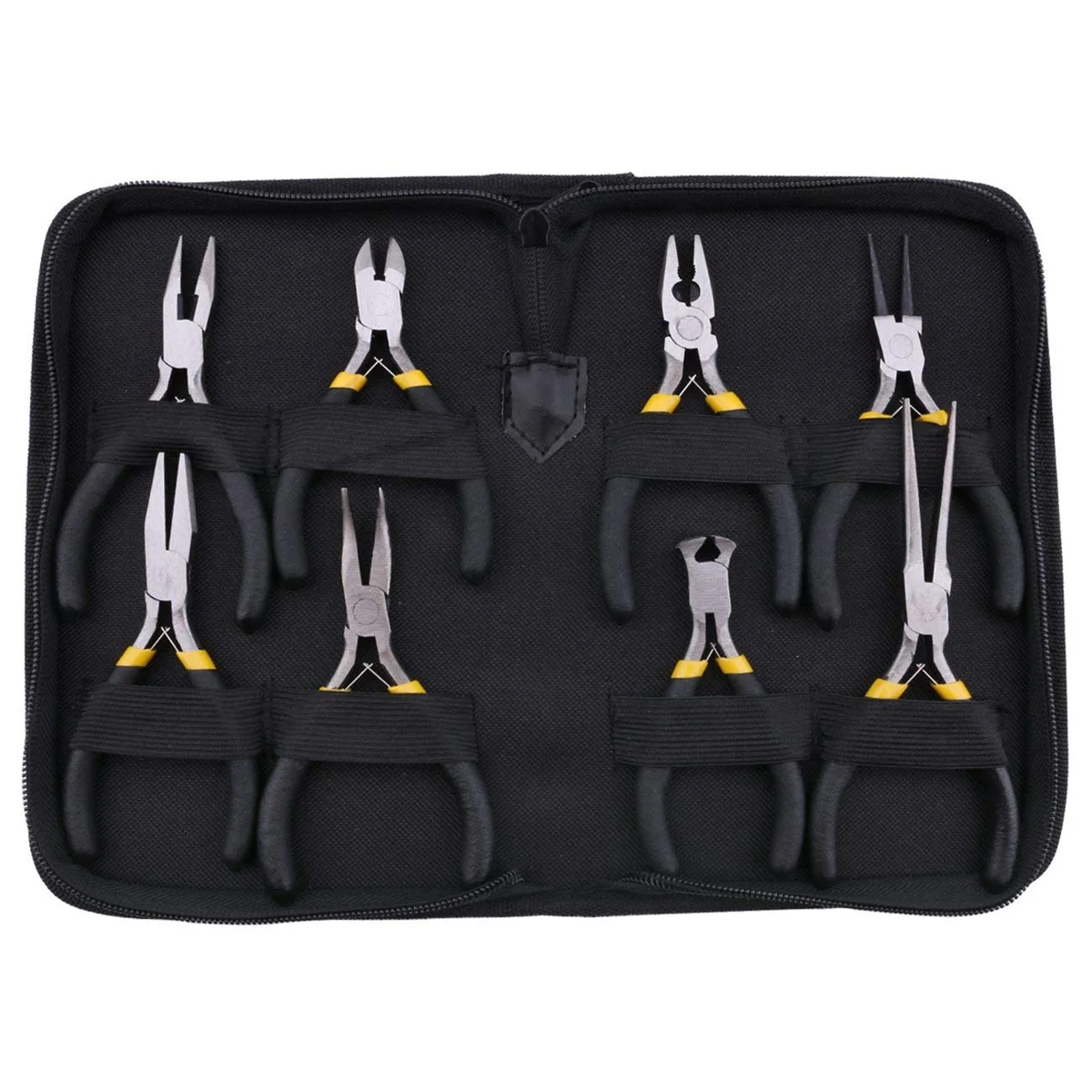 

8PCs Mini Pliers Set, Long Nose with Teeth, Flat Jaw, Round Curve Needle Diagonal Nose Wire End Cutting Cutter Linesman Plier