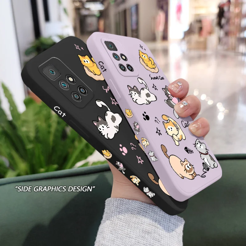 Etui na telefon z piłeczkami dla kota dla Xiaomi Redmi 13C 12 12C 10 10C 10A 9 9T 9A A1 Pro Plus 4G 5G płynny silikonowy pokrowiec