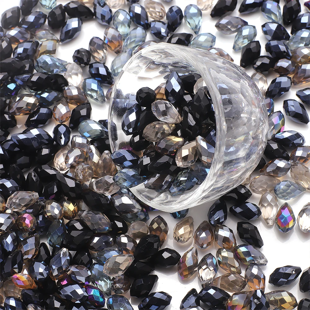 30 Teile/los Grünes Kristallglas Facettierte Teardrop Lose Perlen Handwerk 8x13mm für Schmuck Machen Halskette Kleidungsstück DIY Zubehör