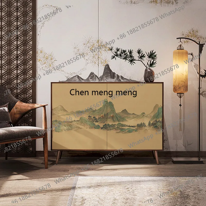 

New Chinese style solid wood entrance cabinet living room sideboard can be customized storage bedside storage cabinet