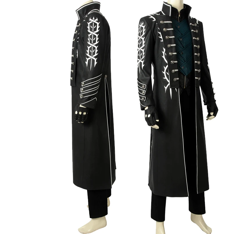 High Quality Game DMC 5 Cosplay Costume Demon Hunter Vergil Long Fashion Jacket Fancy Masquerade Carnival Outfit With Boots