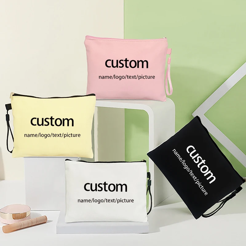 

Personalized Customized Canvas Bags Toilet Kit Teacher/Birthday Gift Cosmetic Coach Bag Mini Makeup Pouch