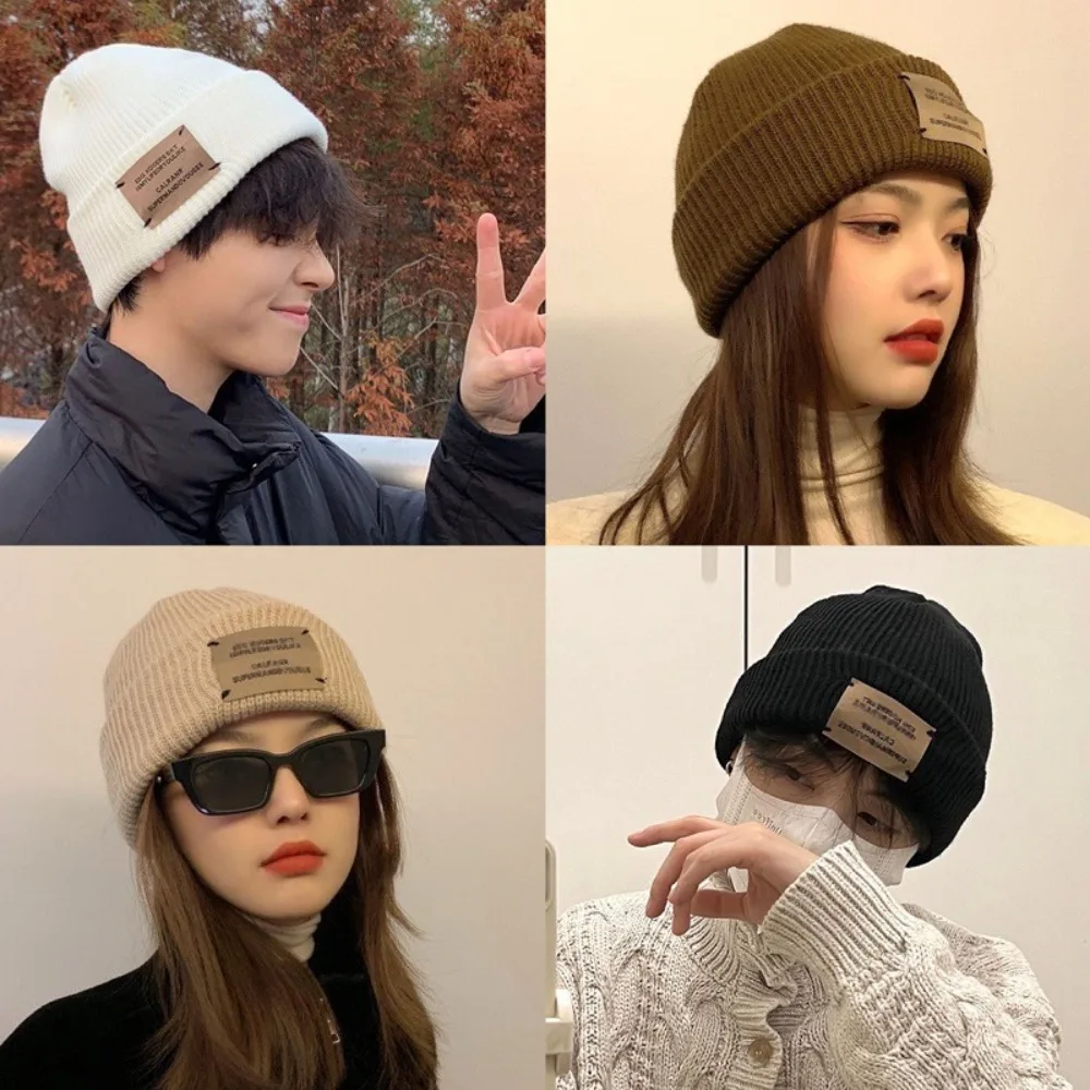 Fashionable Letters Embroidered Warm Thick Hats Revealing Face Small Breathable Knitted Hats Sun Protection Women Cap Winter