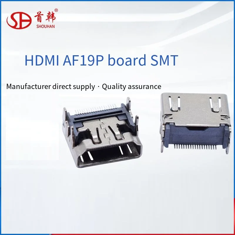 

HDMI female connector AF180 degree horizontal Patch 19Pin board SMT four pin board video plug