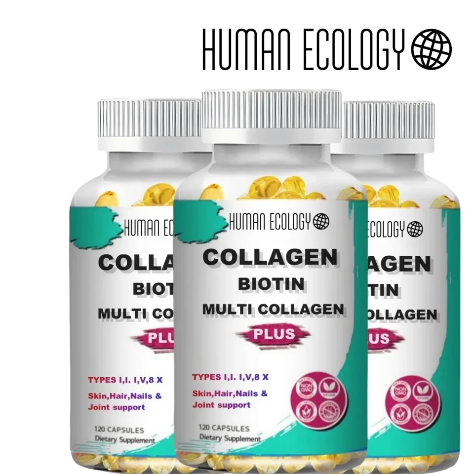 

Collagen Multi Collagen Capsules - Types I, II, III, V & X - Skin Healthy Dietary Supplement, Skin, Nails 120 Capsules