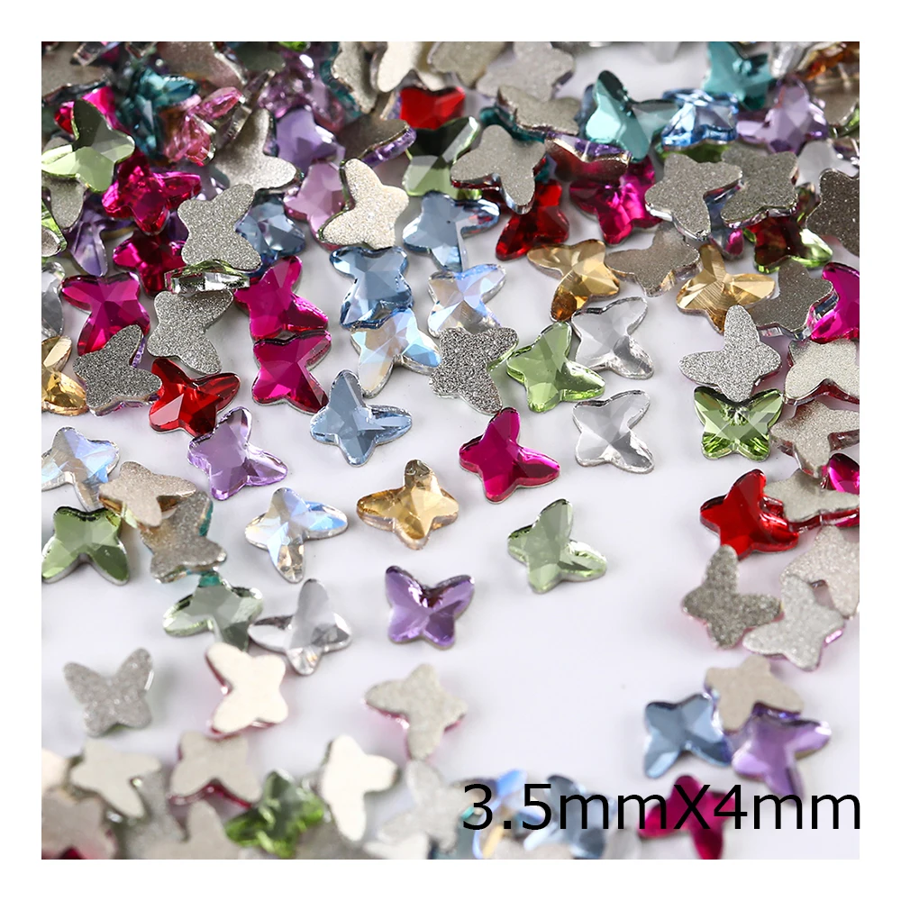 

YONGNING Butterfly shape Glass Crystal non hotfix Rhinestones Flatback Strass Glitter Shiny Nail Art DIY Decoration Accessories