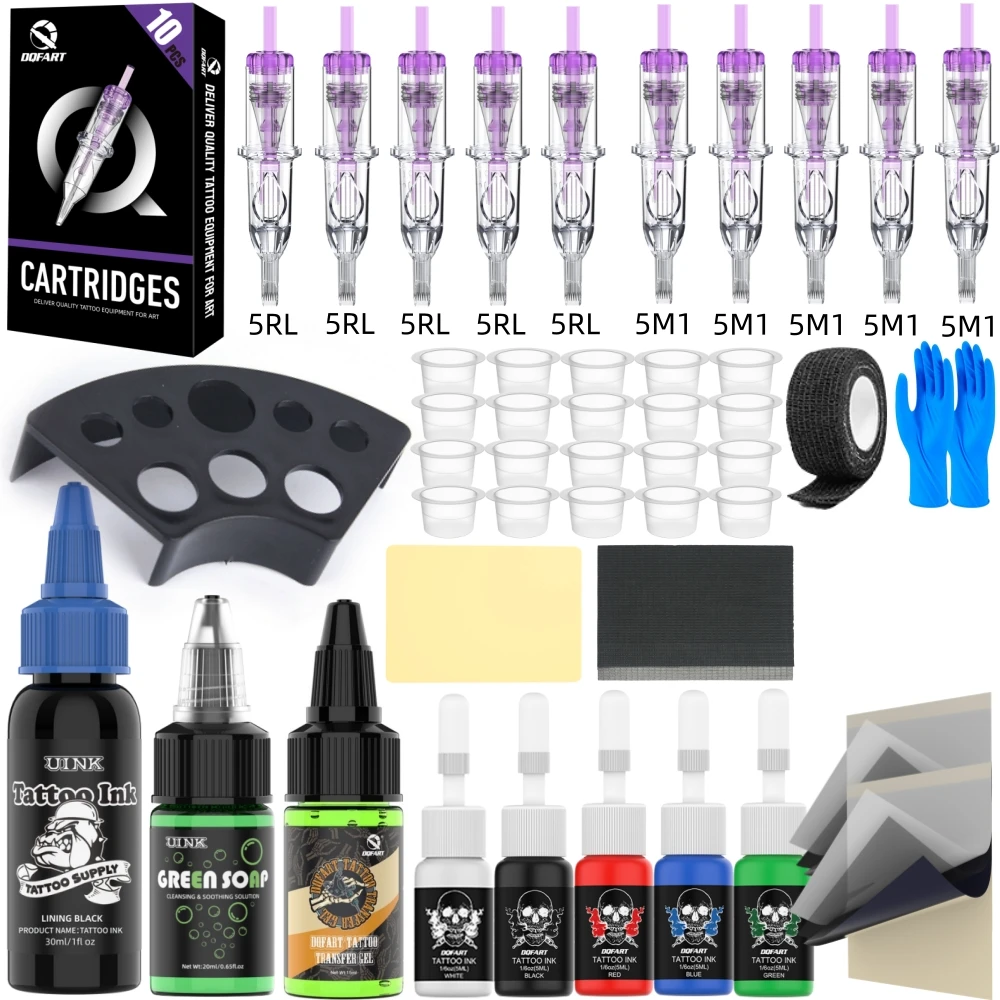 DQFART Tattoo Accessory Kit Tattoo Ink Practice Skin Body Art Creative Designs Tattoo Needles Blue Soap Tattoo Artists Beginner