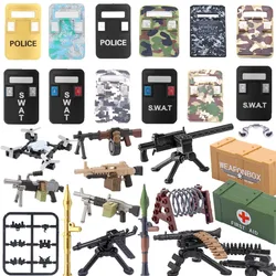 Military Building Blocks Solider Figures Weapons Camouflage Guns RPG Equipment Package Shields EOD M1919A4 Roadblock Mini Bricks