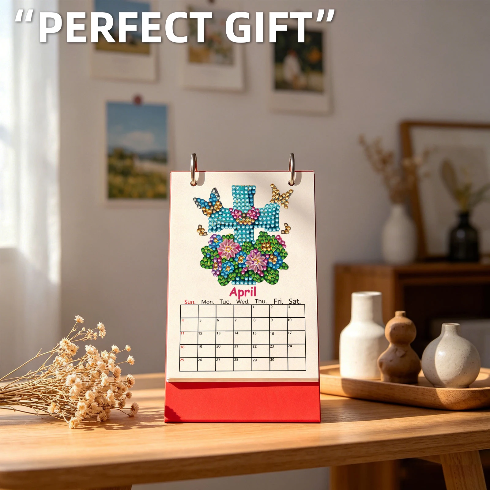 Resin Art Table Top - Kalender Meja Bulanan Diamond Art 2027,