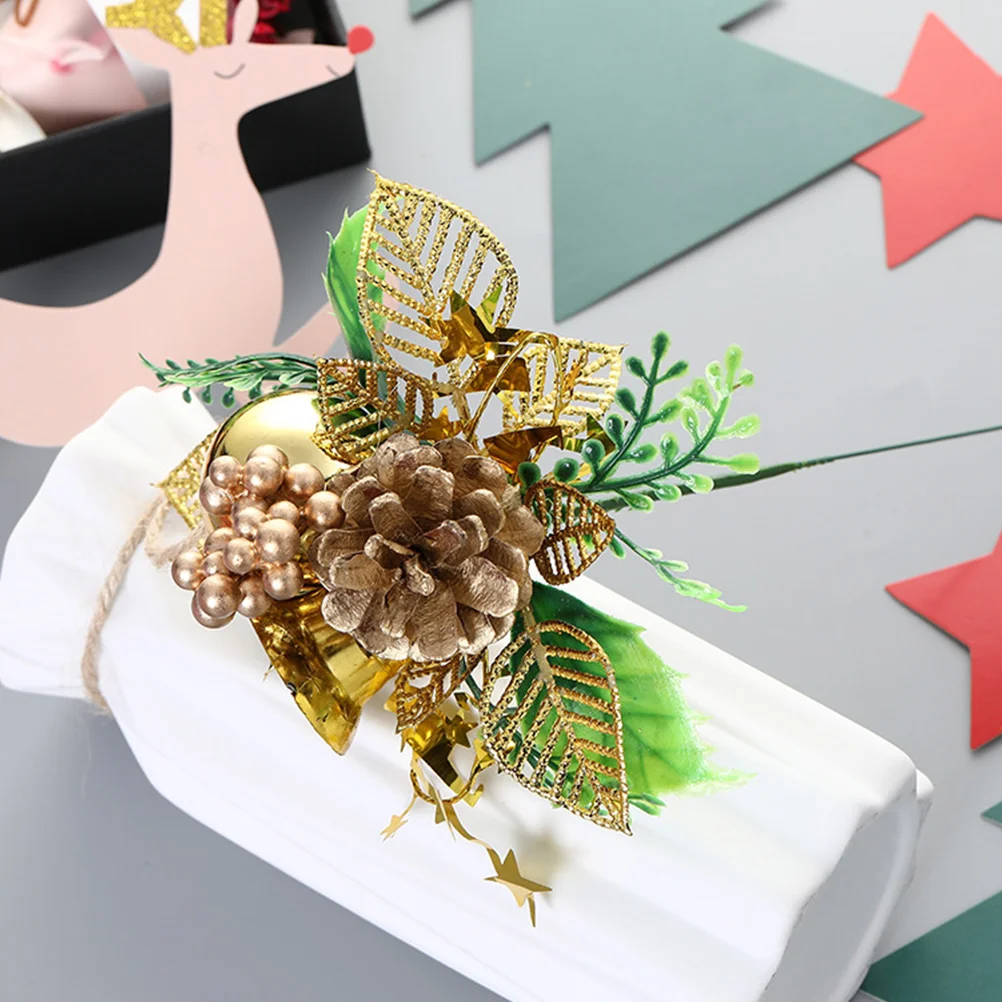 

5Pcs Christmas Artificial Flowers Simulation Flower Decorations Xmas Tree Centerpiece Floral Adornment Home Party Decor