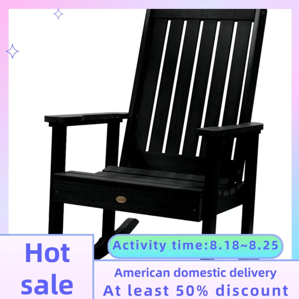 Lehigh Rocking Chair Black Freight Free Garden Furniture Outdoor Seating Lounge Chairs