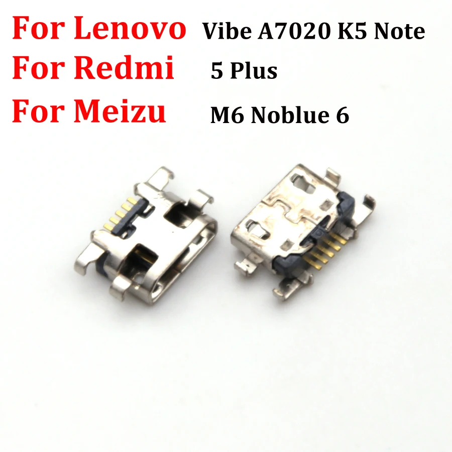 10-100pcs USB Jack Charging Charger Socket Port Connector for Lenovo Vibe A7020 K5 Note for Redmi 5 Plus for Meizu M6 Noblue 6