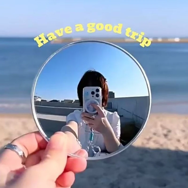 Mini Round Selfie Mirror Set Portable Wide Angle Convex Spherical Mirror 9.5cm For Travel Selfie Photo Makeup Mirror Props