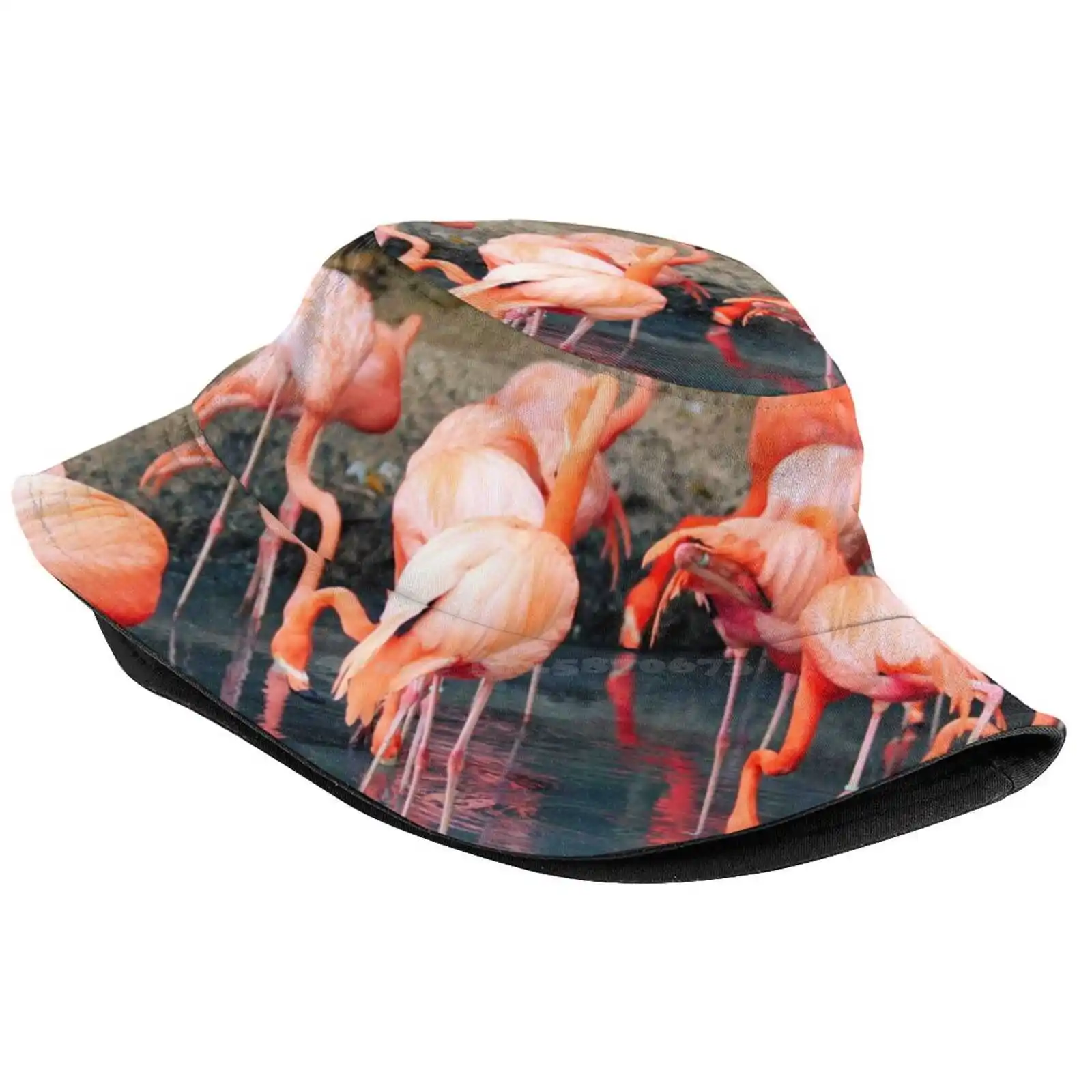 Beautiful Flock Of Flamingos Sun Cap Fisherman Hat Bucket Hats Flamingo Animal Flamingo Art Flamingo Lover Flamingo Bird