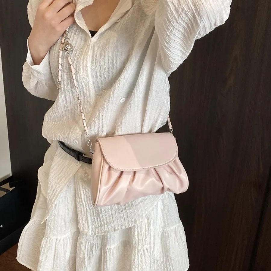 

Fashion high color value aesthetic senior texture crossbody bag soft leather popular pleated cloud bag shoulder women's bags