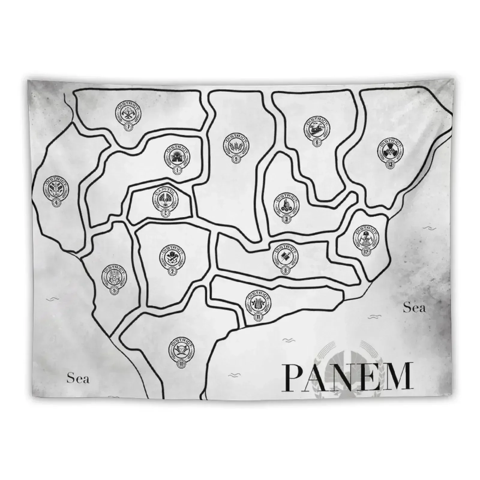 

The Hunger Games map of Panem with all Districts Tapestry Wallpaper Cute Decor Tapestry