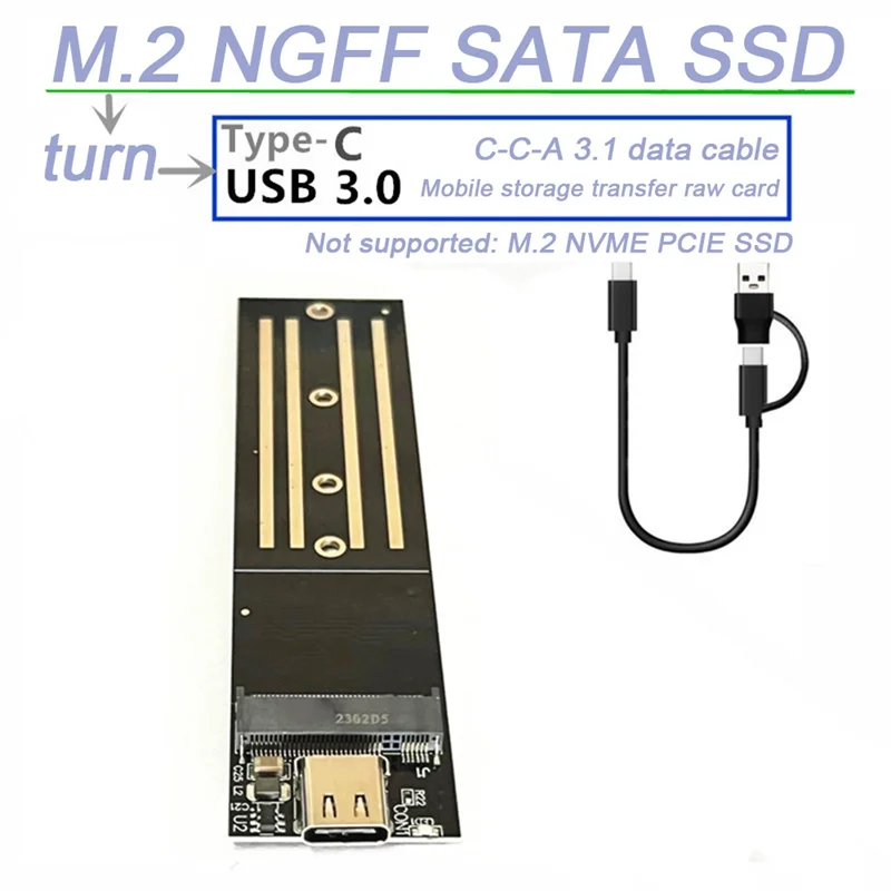 M.2 Ngff USB3.0 Type-C Conversion Card Sata Solid-State Disk to Serial Port Mobile Storage Conversion