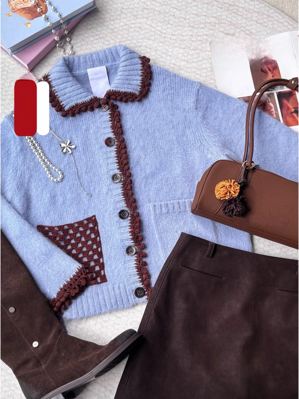 

Ultra Soft Hand Knitted Fab2025 Autumn Winter Women's Long Sleeve Woolen Knitwear Ball Decoration Cashmere Sweater Heidd Brand
