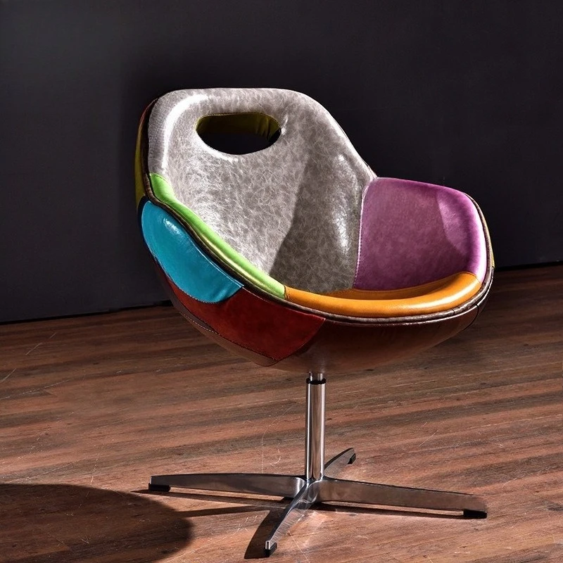 

Personalized color matching leather art spoon chair LOFT industrial style leisure swivel coffee