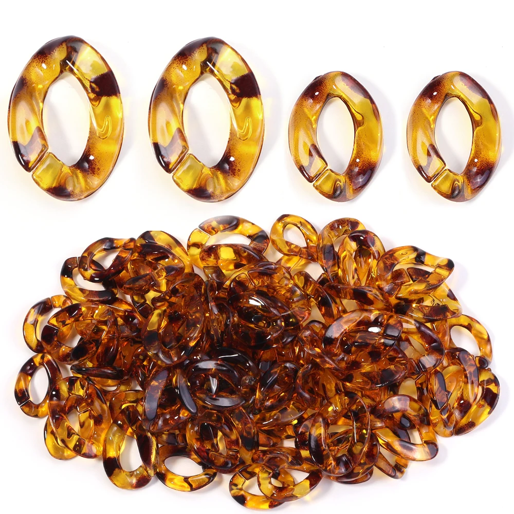 20 stücke Acryl Link Kette Verschluss Leopard Dual Farbe Lose Perlen Offene Schnalle Perlen Für Schmuck Machen Halskette Kleidung Tasche ketten