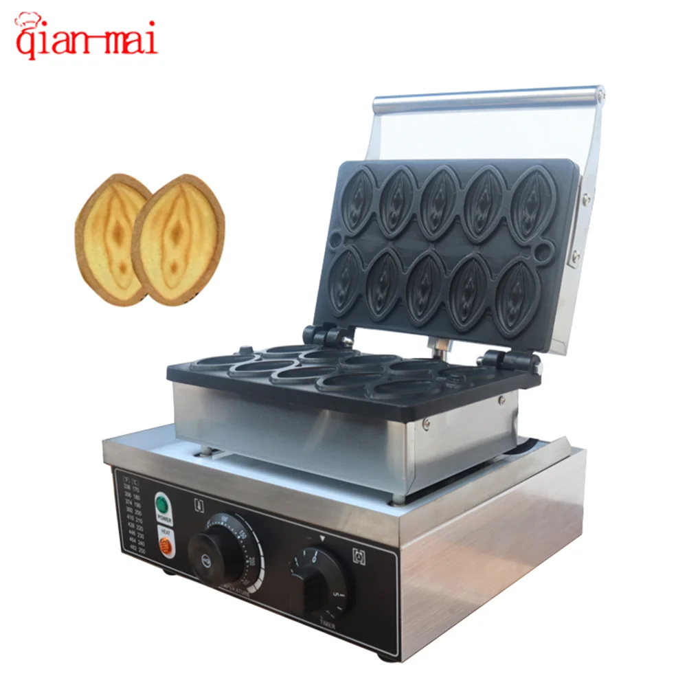 Commercial electric 10PCS vaginal shaped waffle maker, bread maker, 110V/220V, non stick PTFE coating, supports customization