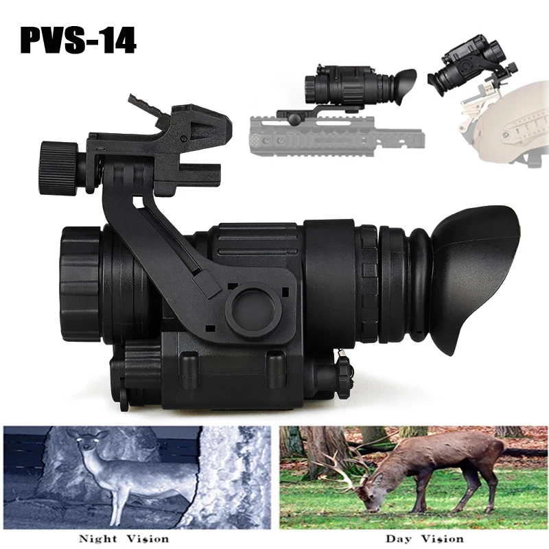 Tactical PVS-14 Night Vision Scope Monocular IR Digital Night Vision Camera with J arm w Pacatinny Rail Outdoor Hunting Patrol