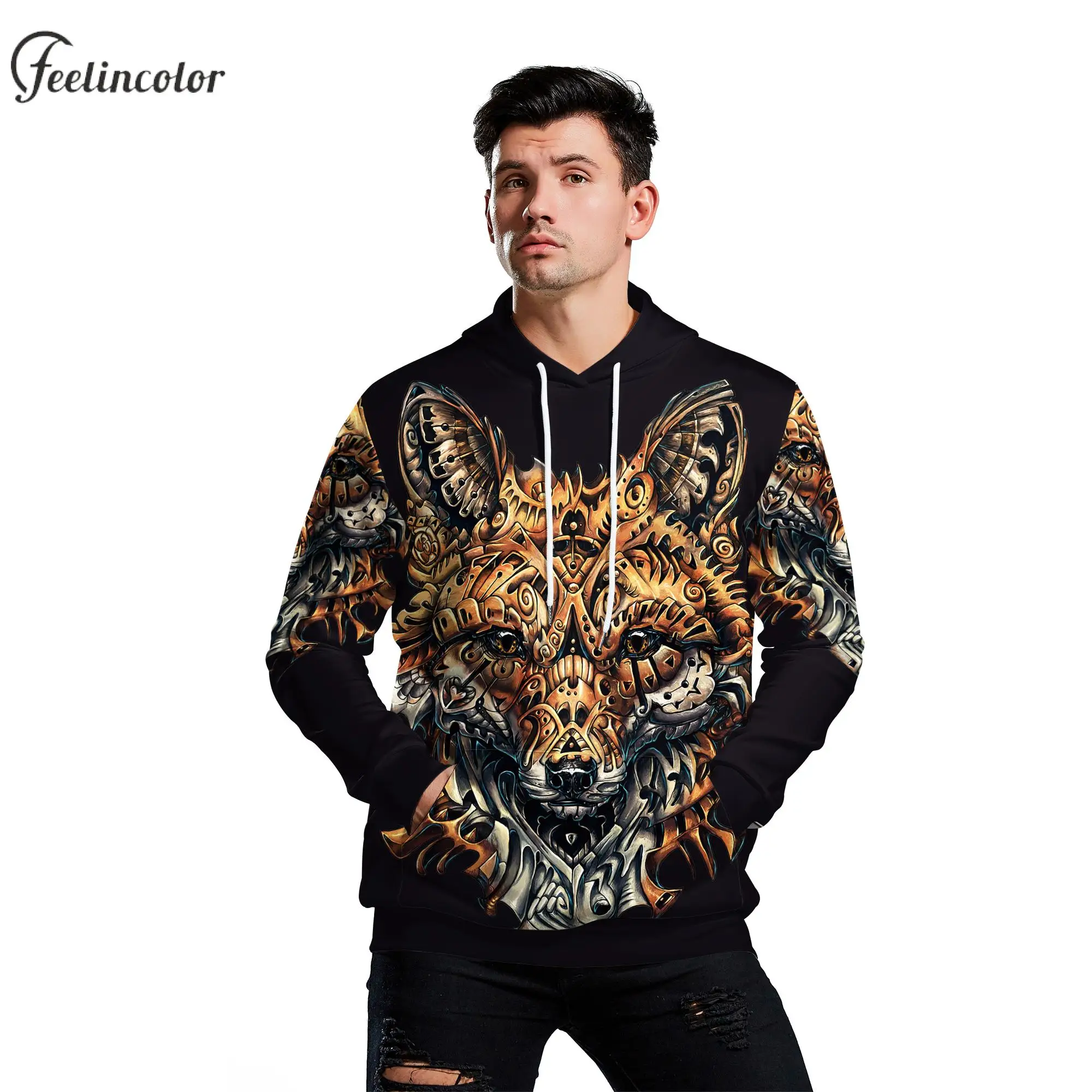 

Hoodies Men Sweatshirts Couple Pullover Hooded Autumn Tracksuit Animal Fox Graphic Sweatshirts Hip Hop Streetwear Male Clothes