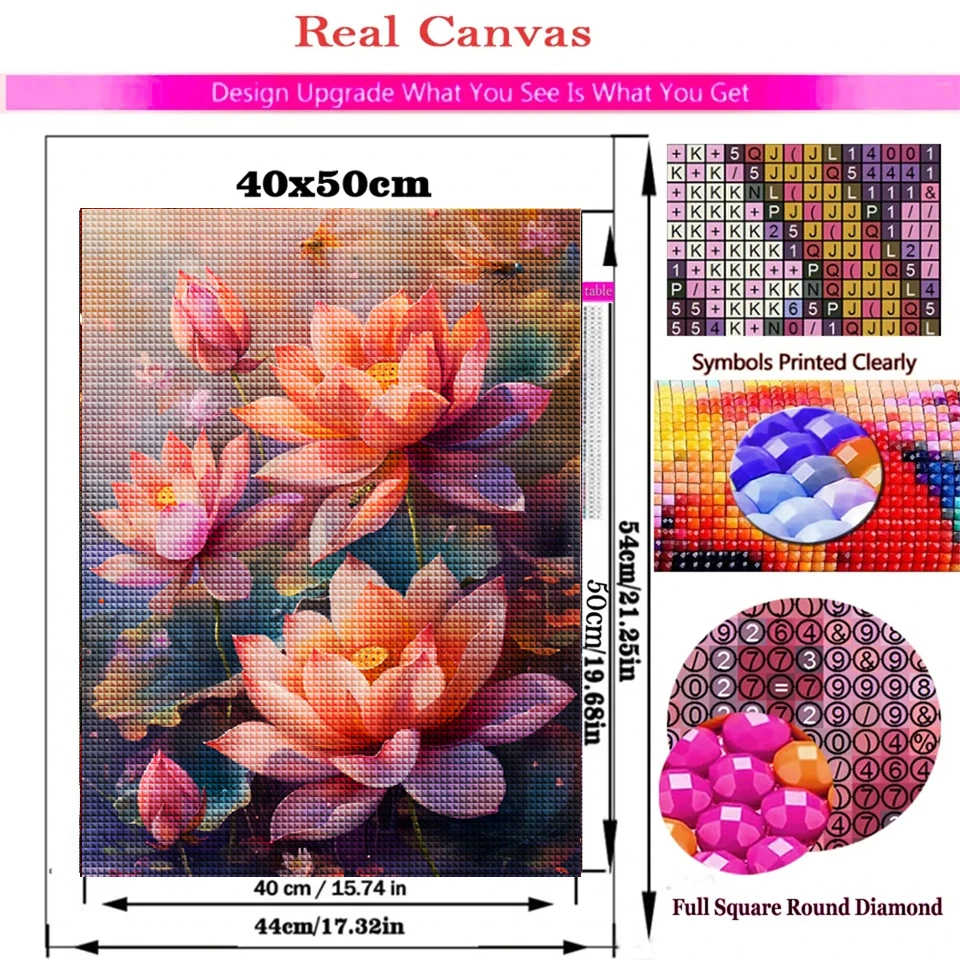 Flower Diamond Painting New Collection 2024 Lotus Full Round/Square Mosaic Colorful Cross Stitch Kit 5D DIY Bedroom Decoration