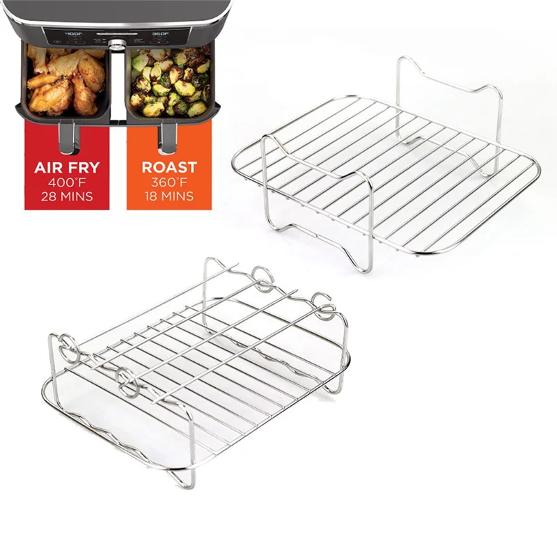 Air Fryer Skewer Rack and Steaming Rack for Ninja Foodi Grill Stainless Steel for Home Kitchen Oven Cooker Accessories