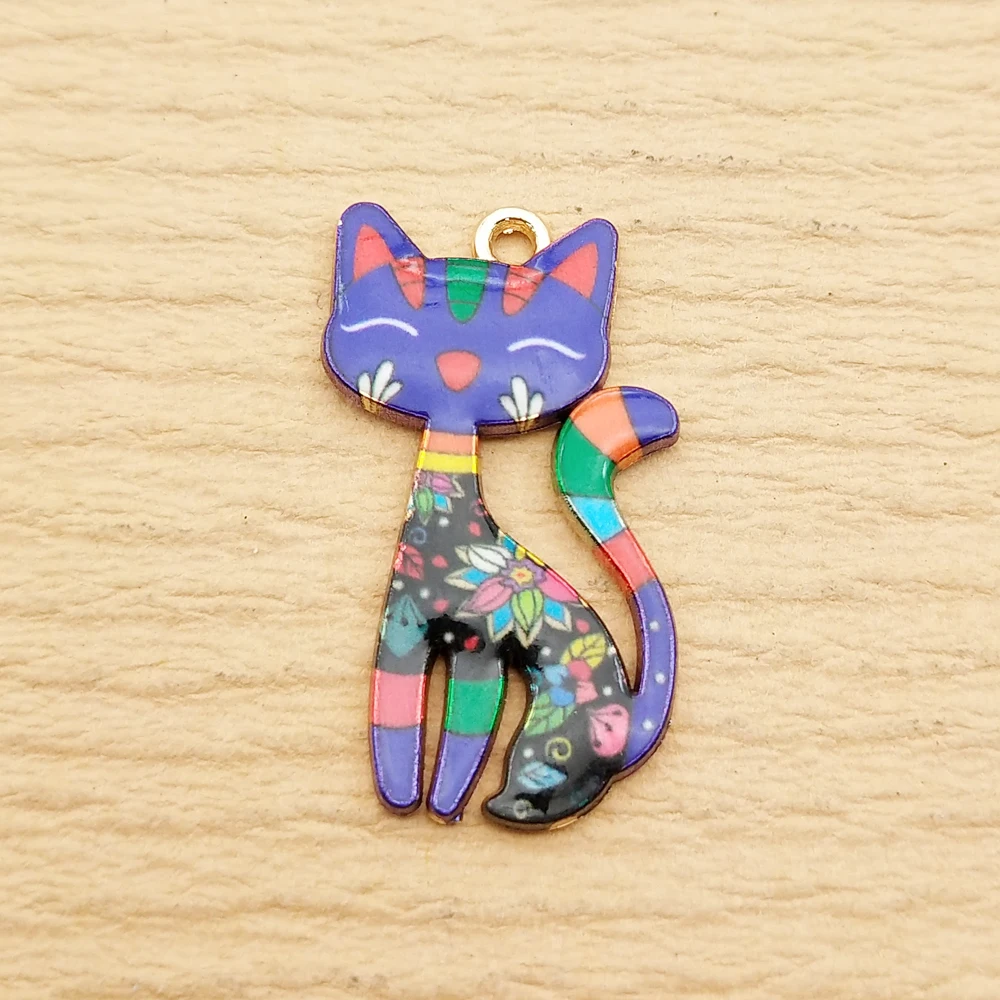 10pcs Cat Charm for DIY Jewellery Making Accessories