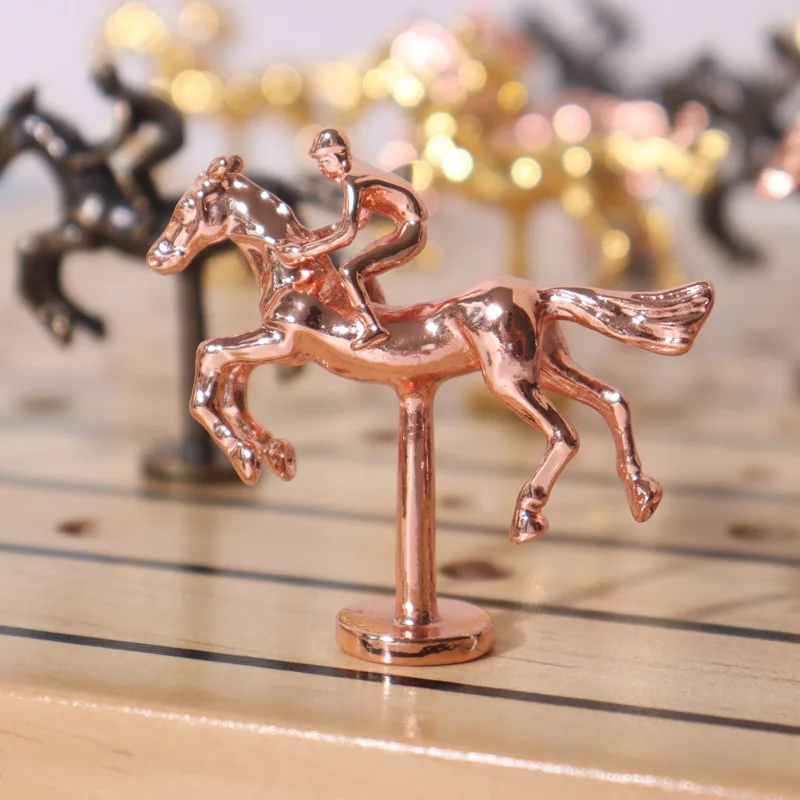 Solid Wood Horse Racing Game Wooden Horse Race Board Game Dice Game for Family Party